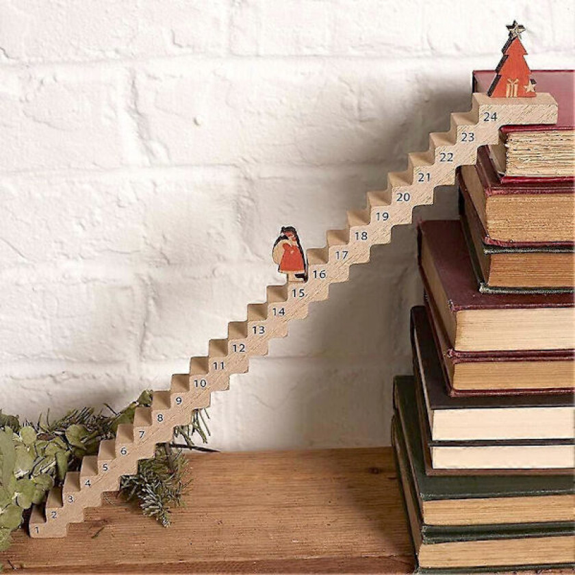 Morsom Julenisse Trapp Nedtellingskalender Reisende Rudolf Adventskalender Retro Treborddekorasjoner