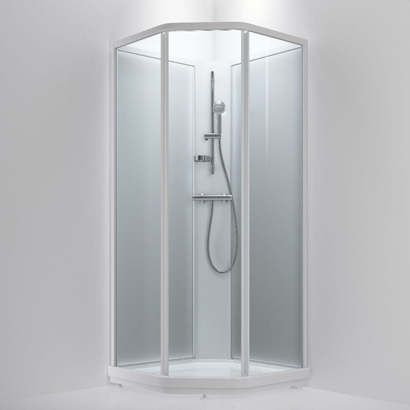 Bric 2 Dusjkabinett med Skyvedør Hvit Matt / 70x90cm Høyre Klart Glass