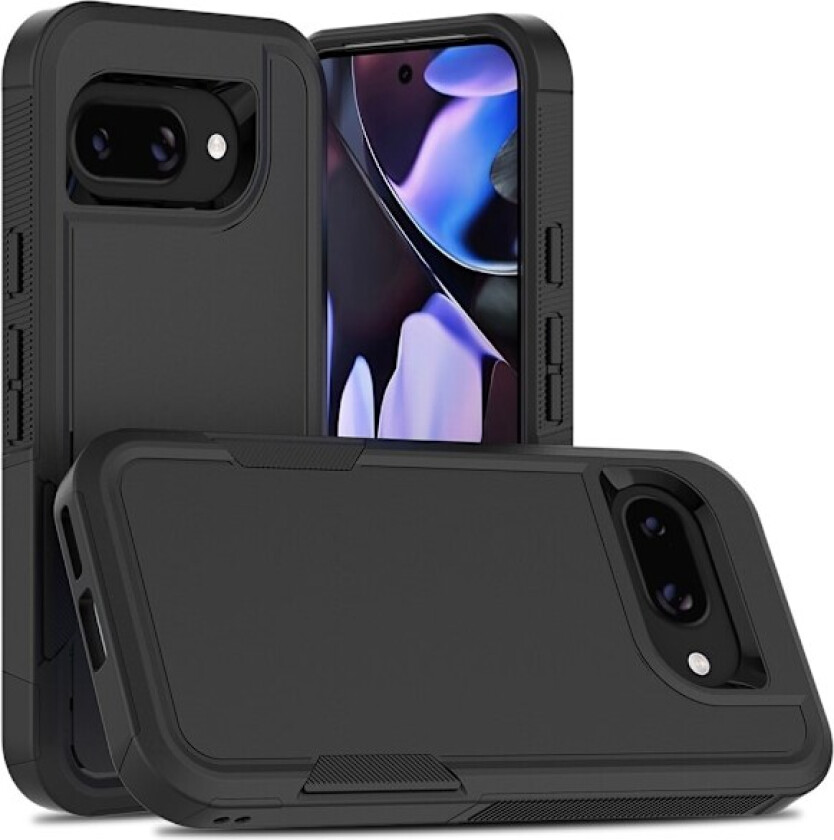 For Google Pixel 9a Deksel 2 i 1 PC + TPU Støtsikkert Mobildeksel Svart