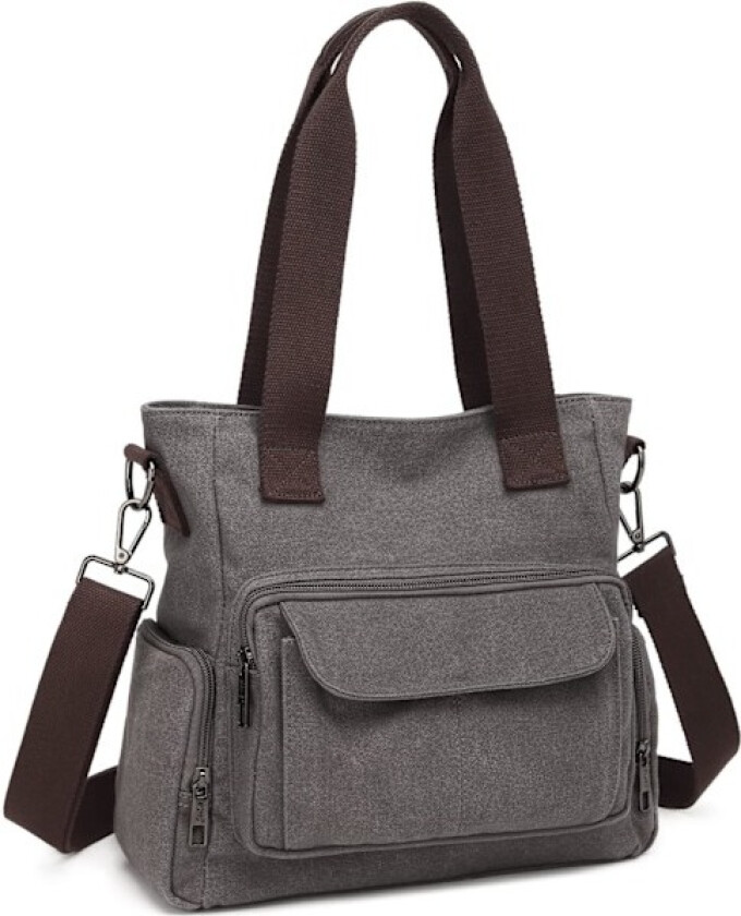 Dam Canvas Tote Veske Skulderveske Crossbody Veske Liten Håndveske Multiflommet Topphåndtak Arbeidsvesker