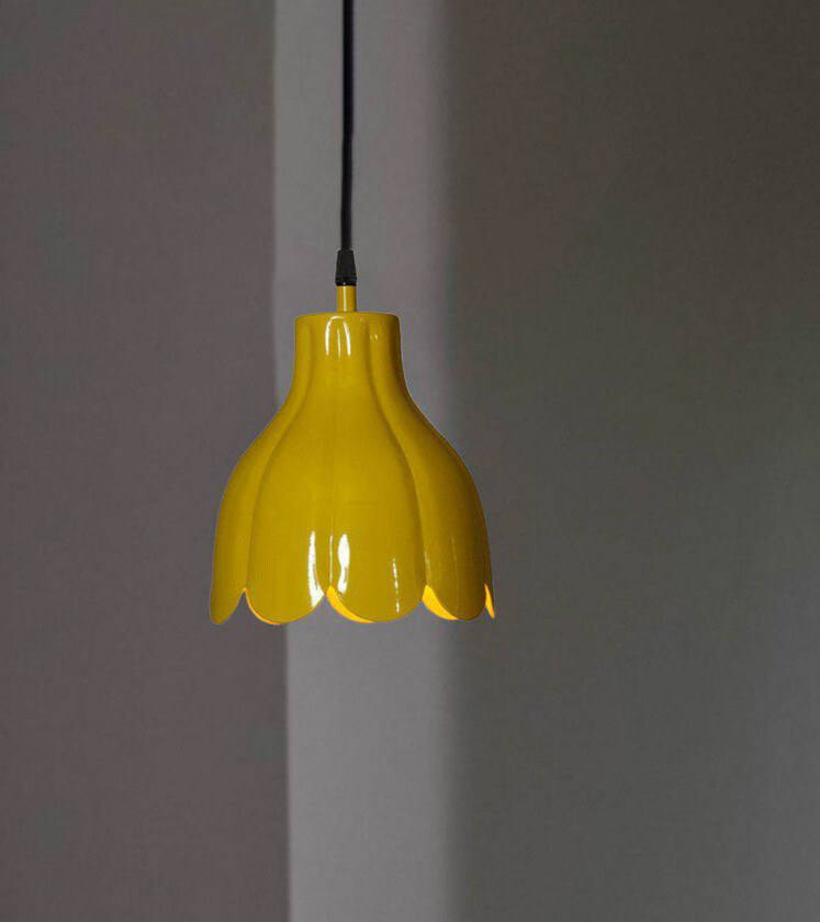 hengelampe Tulippa, gul, Ø 17 cm, stikkontakt, E27