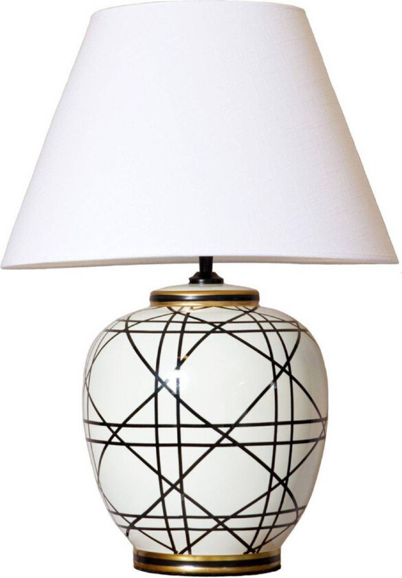 bordlampe New York, hvit, høyde 60 cm, keramikk