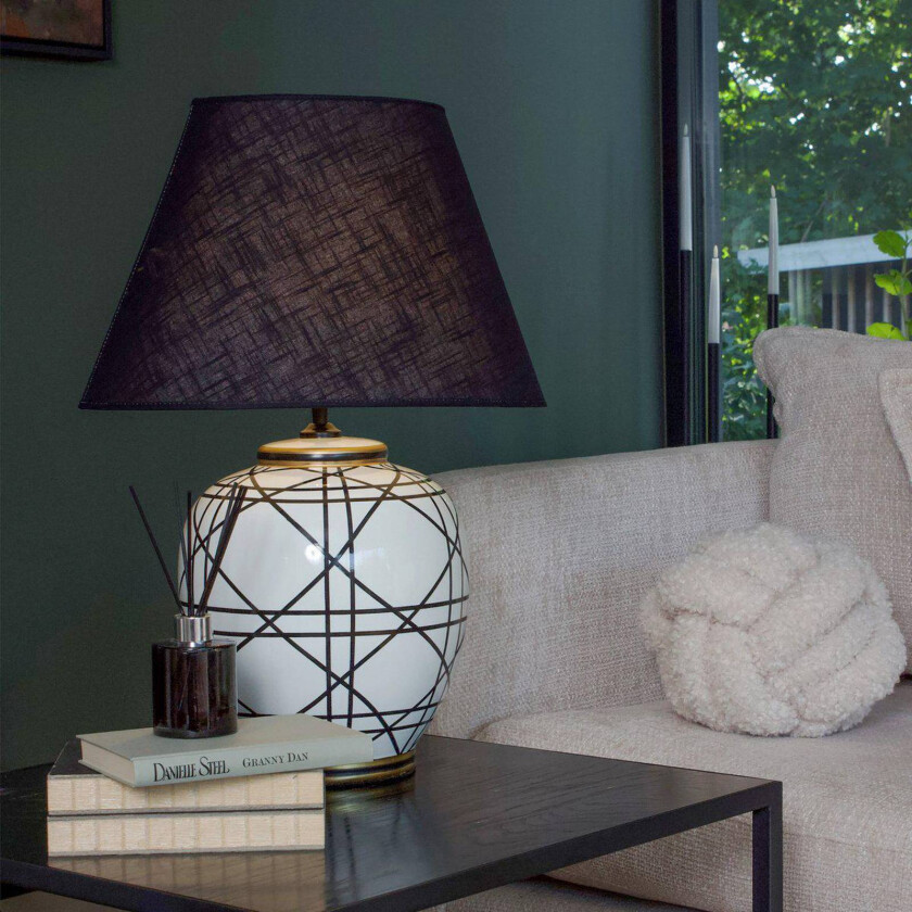 bordlampe New York, svart, høyde 63 cm, keramikk