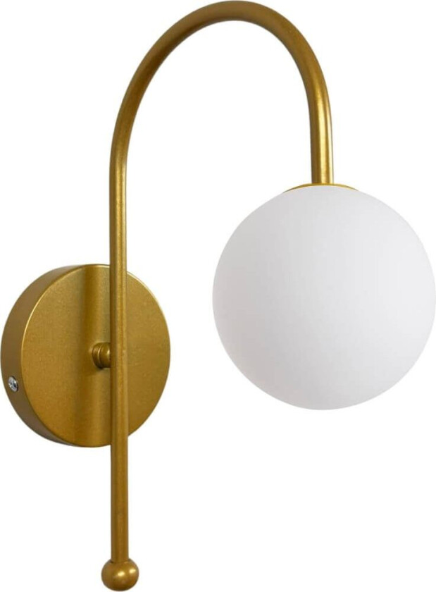 242085 vegglampe - hvitt glass og gullfarget metall