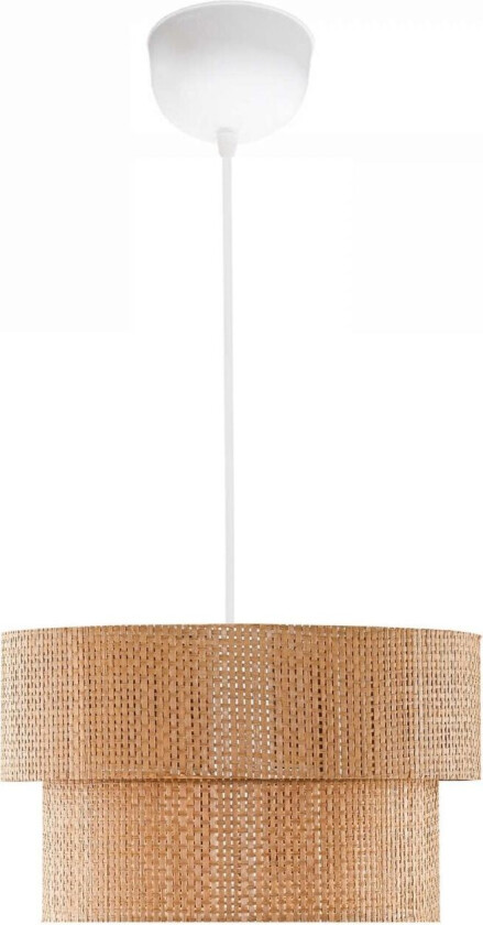 242123 taklampe, justerbar høyde - beige rotting og hvit plast