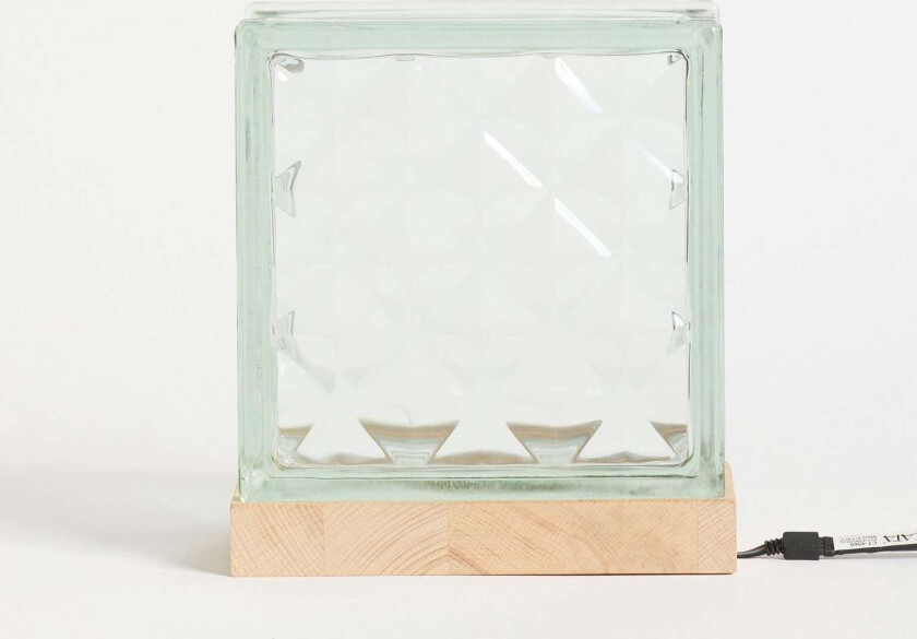 Mood Block bordlampe - klart glass og tre