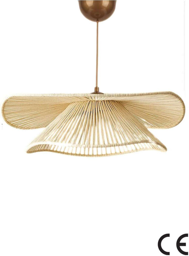 Duvela taklampe, justerbar høyde - kremfarget makramé