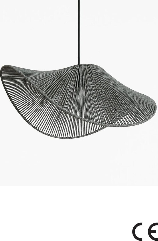 BK074 taklampe, justerbar høyde - grå raffia