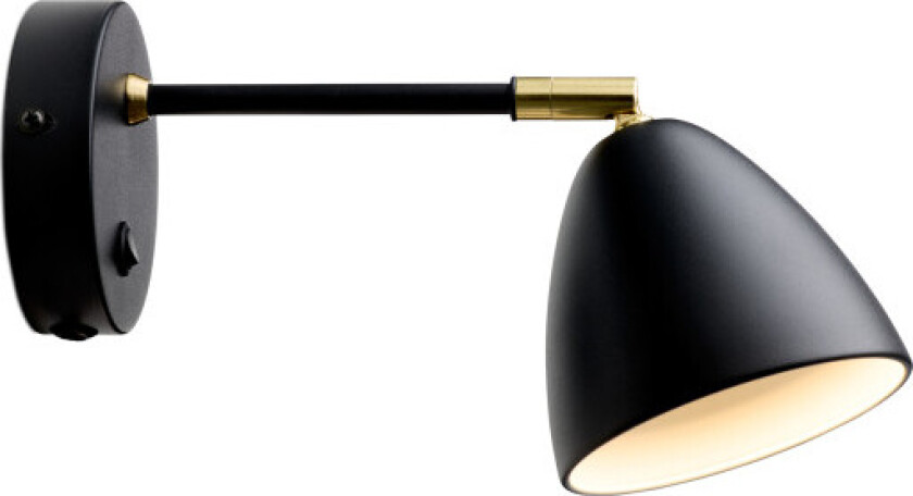 Room vegglampe, svart/messing