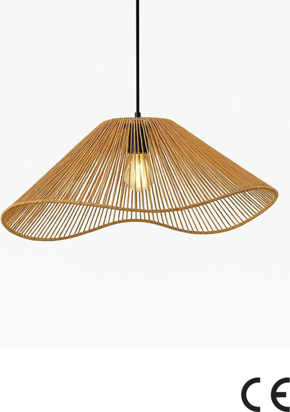 BK086 taklampe, justerbar høyde - oransje raffia