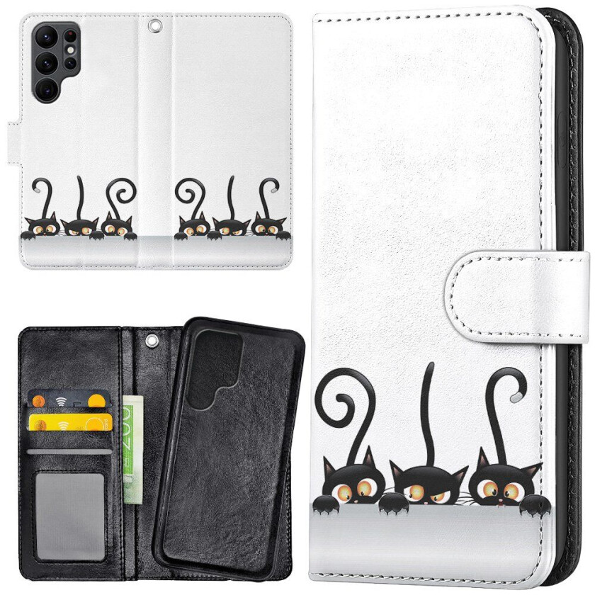 Samsung Galaxy S24 Ultra - Lommebok Deksel Svarte Katter