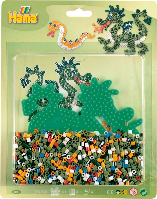 Midi Perlesett Blisterpakke 1100 Perler - Drage