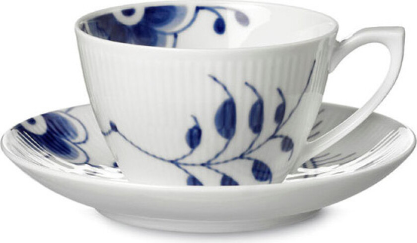 Blue Fluted Mega tekopp med skål 28 cl