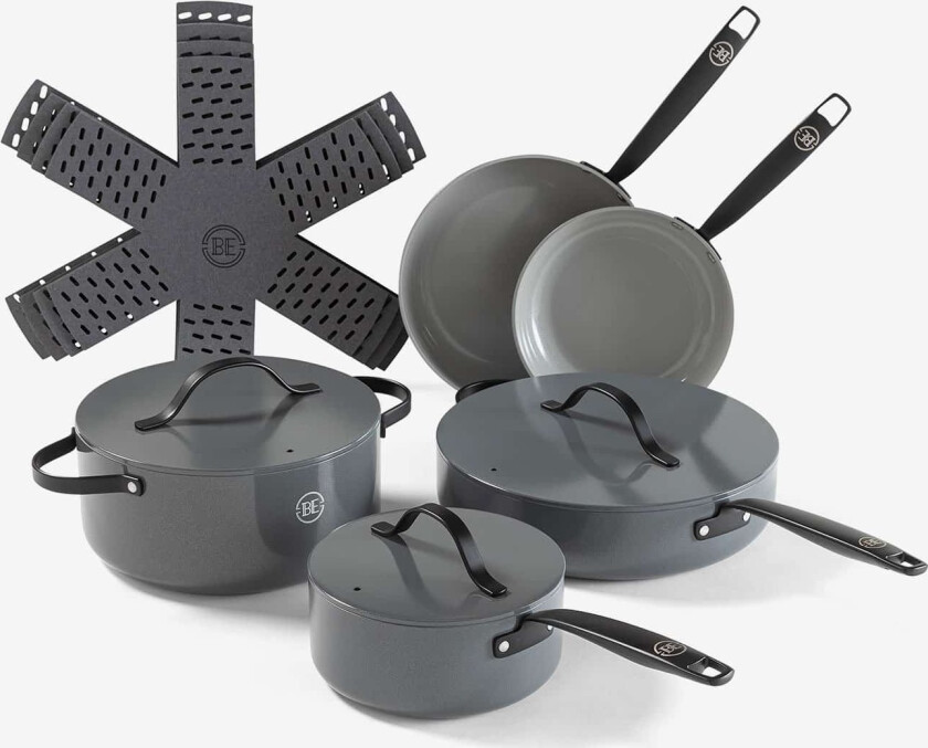 BE Living Essential Grytesett 12 deler - Metallisk Grå