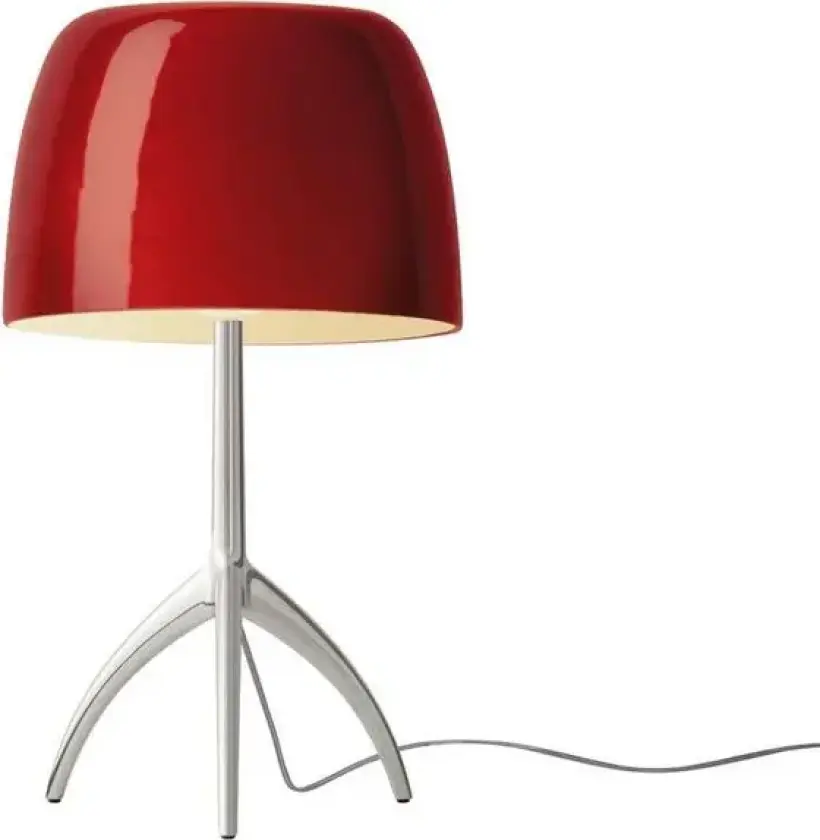 Lumiere Grande bordlampe, aluminium/rød, 45 cm