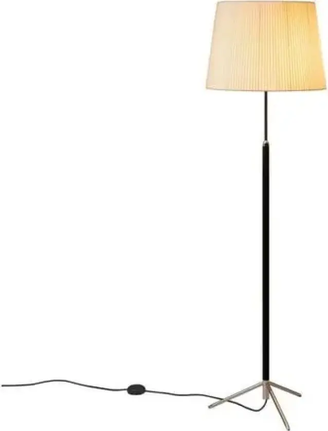 Pie de Salón G1 gulvlampe krom/beige, Ø40 cm