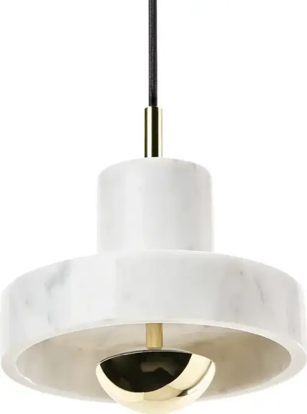 Stone pendellampe hvit/gull