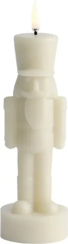 NUTCRACKER LED-stearinlys, lysegrå, høyde 21 cm
