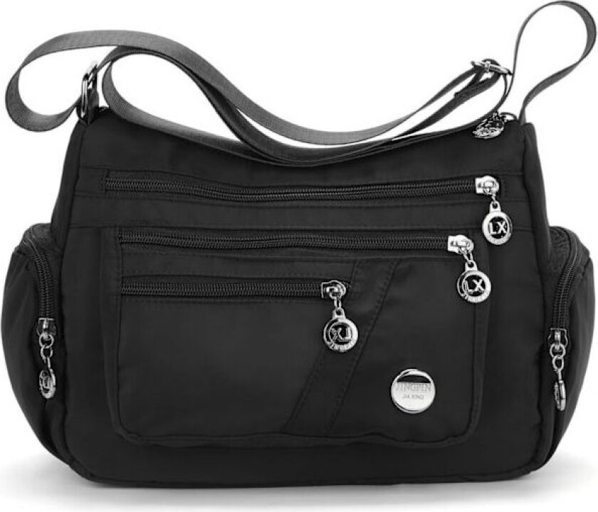 Dame Håndveske med Flere Rom Messenger Cross Body Vesker Ferie Skulderveske Svart