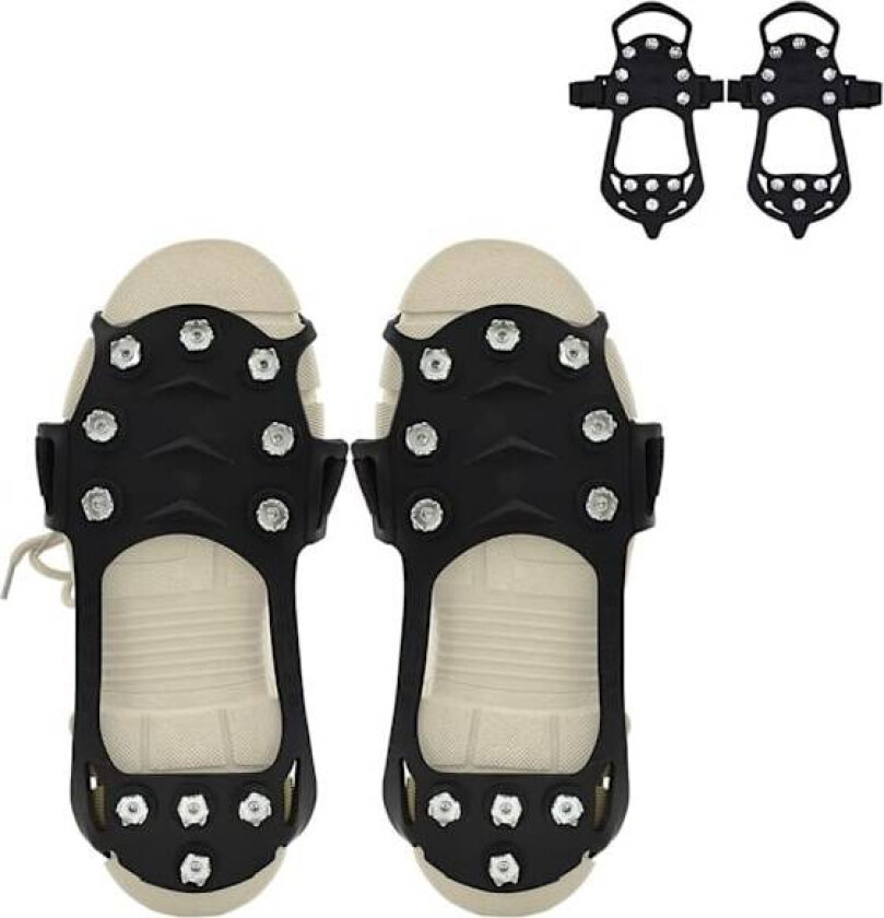 Crampons Ice Cleats for Shoes Boots Anti Slip Ice Grips Traction Cleats Grippers med 11 Stål Pigger for Vinter Gåing Klatring Fotturer Isfiske L