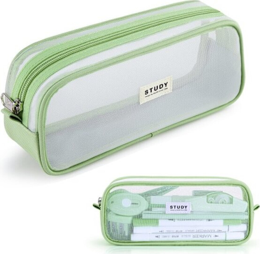 Pennal for tenåringer, jenter, pennaler, grønn, stort skoleetui, fargerikt pennal, gjennomsiktig, gjennomsiktige pennaler skoleutstyr