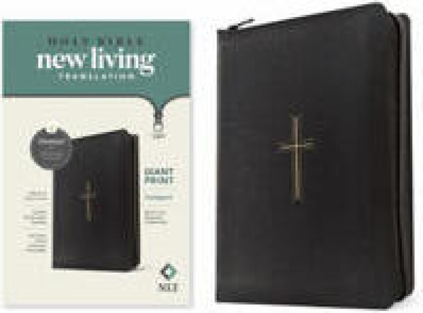 NLT Compact Giant Print Zipper Bible, Filament-Enabled Edition (Leatherlike, Black Cross, Red Letter)