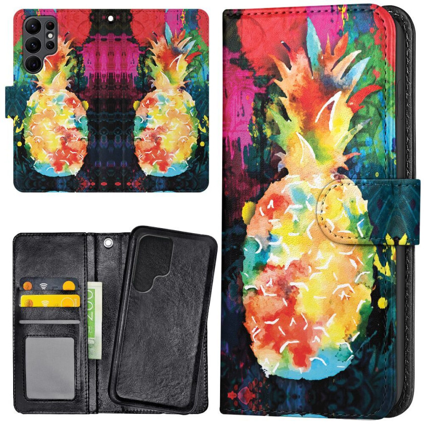 Samsung Galaxy S24 Ultra - Lommebok Deksel Regnbue Ananas