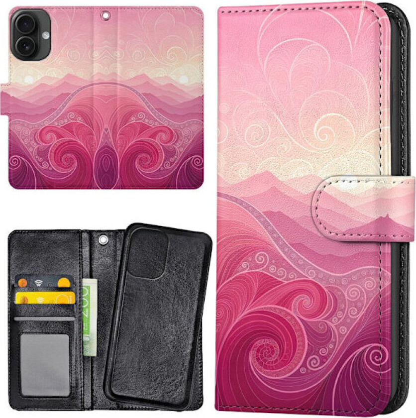 iPhone 16 - Lommebok Deksel Pink Hills