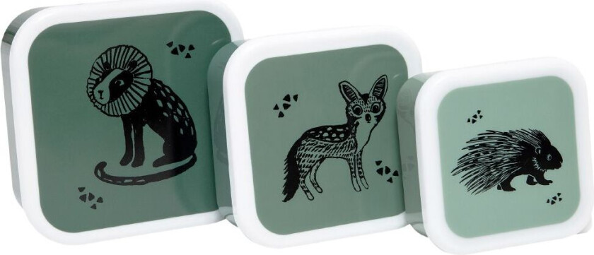 Matboks Sett - 3 stk. - Svart Dyr - - OneSize - Matboks