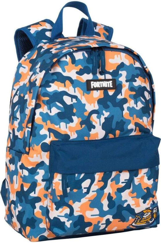 Blå Camo-ryggsekk, 41 cm størrelse, slitesterkt materiale