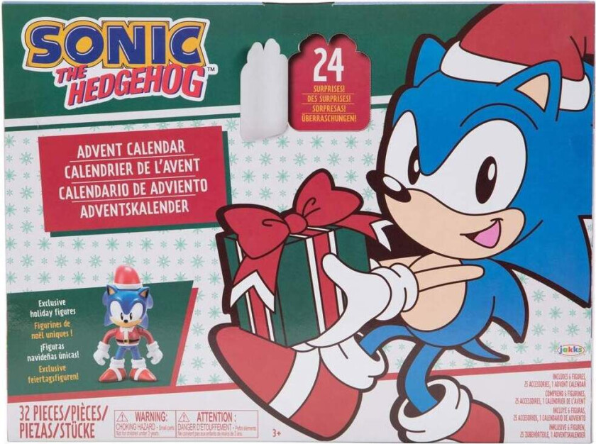 Sonic adventskalender med samleobjekter og tilbehør
