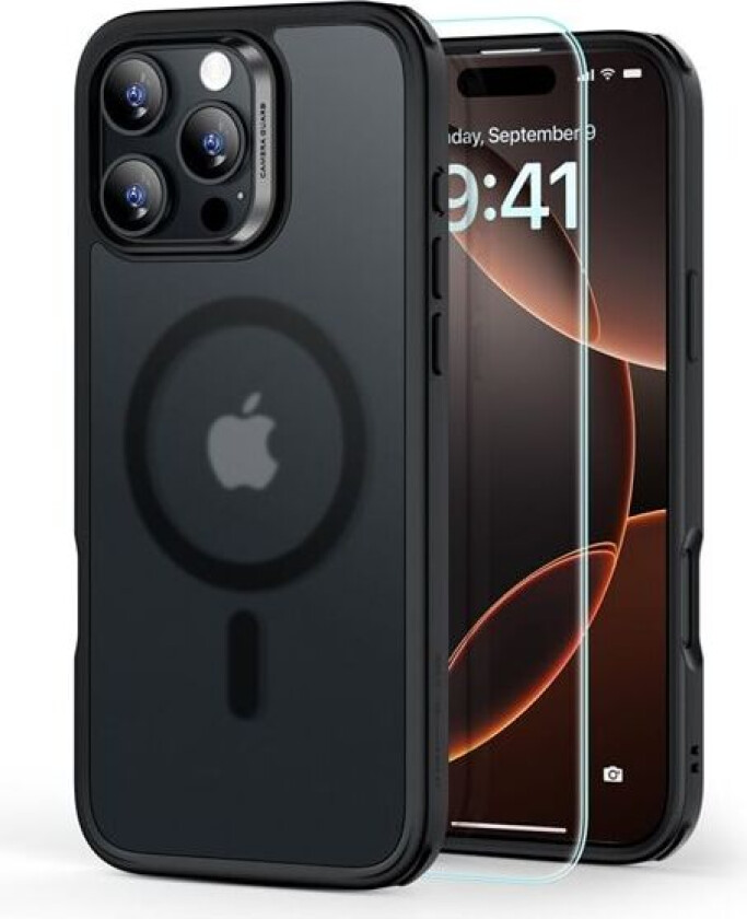 Classic Hybrid Halolock MagSafe Case + Tempered Glass for iPhone 16 Pro Max - Black Trim