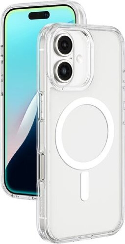 Minimal Mag-etui med magnetisk ring for iPhone 16 - gjennomsiktig