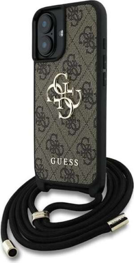 4G Big Logo Cord Stap Crossbody-etui med stor logo for iPhone 16 Plus Brown