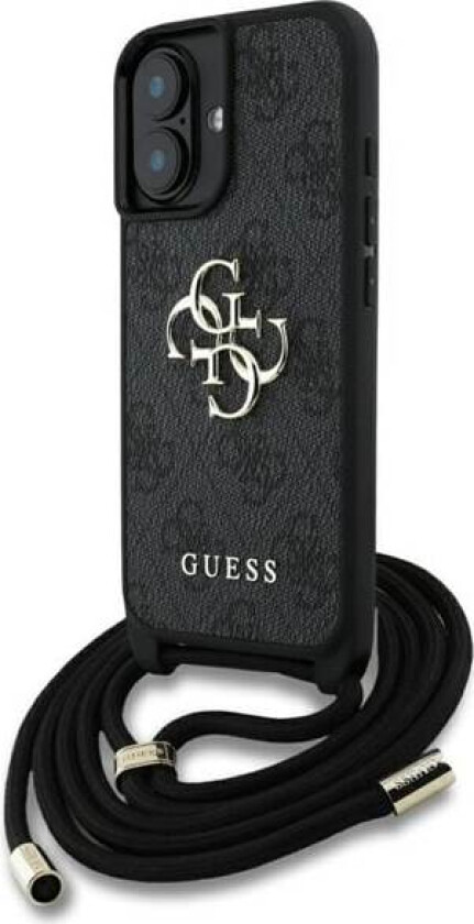 4G Big Logo Cord Stap Crossbody-etui for iPhone 16 Svart