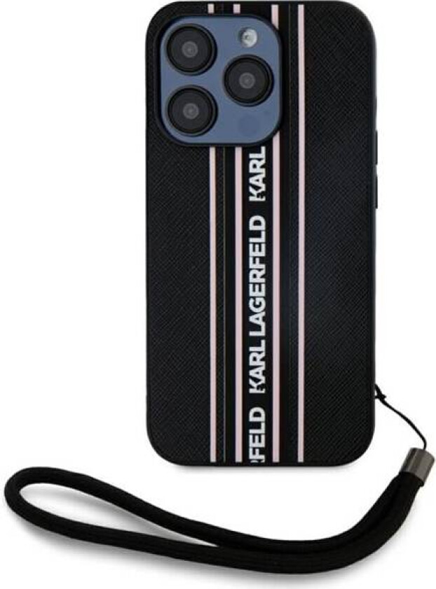 Saffiano Athleisure Stripes Cord iPhone 15 Pro-etui - Rosa