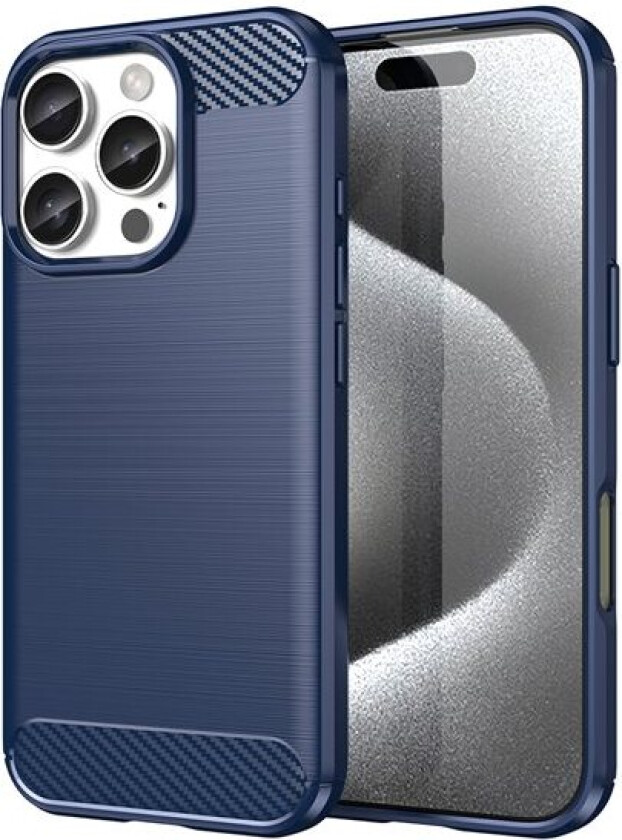 Carbon-etui for iPhone 16 Pro Max silikonetui - blå
