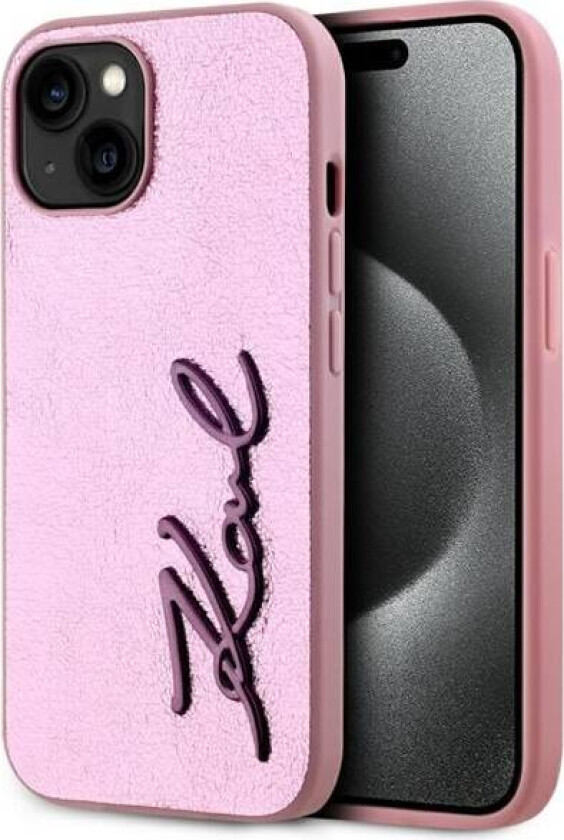 Wrinled Metal Signature iPhone 15-etui - rosa