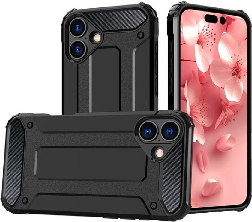 Hybrid Armor iPhone 16-etui - svart