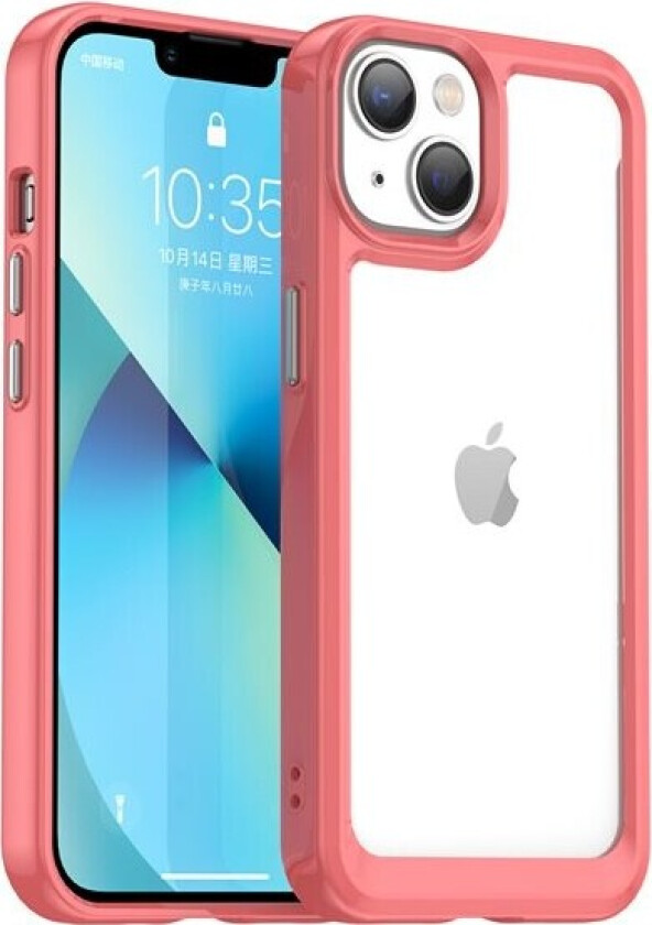 Outer Space Case iPhone 14 hardt deksel med gelramme rød