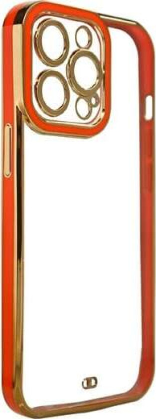 Moteveske for iPhone 13 Pro Gold Frame Gel Cover Red