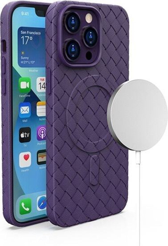 MagSafe Woven-etui for iPhone 15 Pro - lilla