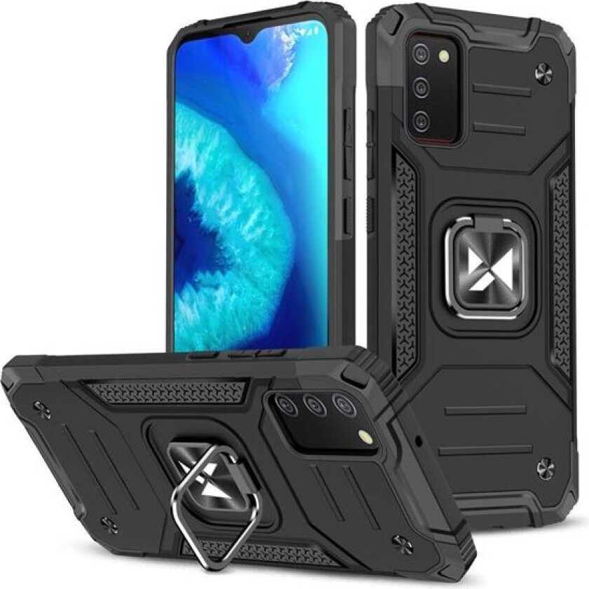 Ring Armor tøft hybriddeksel + magnetisk holder for Samsung Galaxy A03s svart