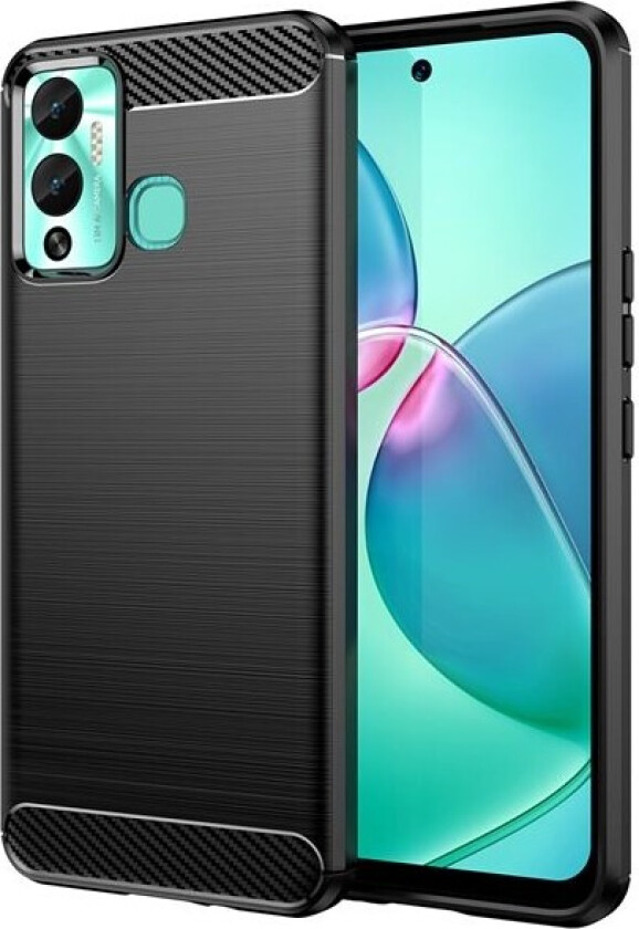 Karbondeksel til Infinix Hot 12 Play NFC / Hot 12 Play fleksibelt karbondeksel i silikon, svart