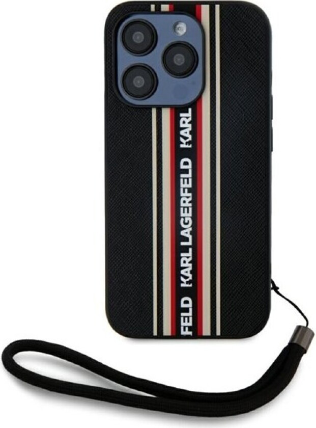 Saffiano Athleisure Stripes Cord iPhone 15 Pro-etui - rød