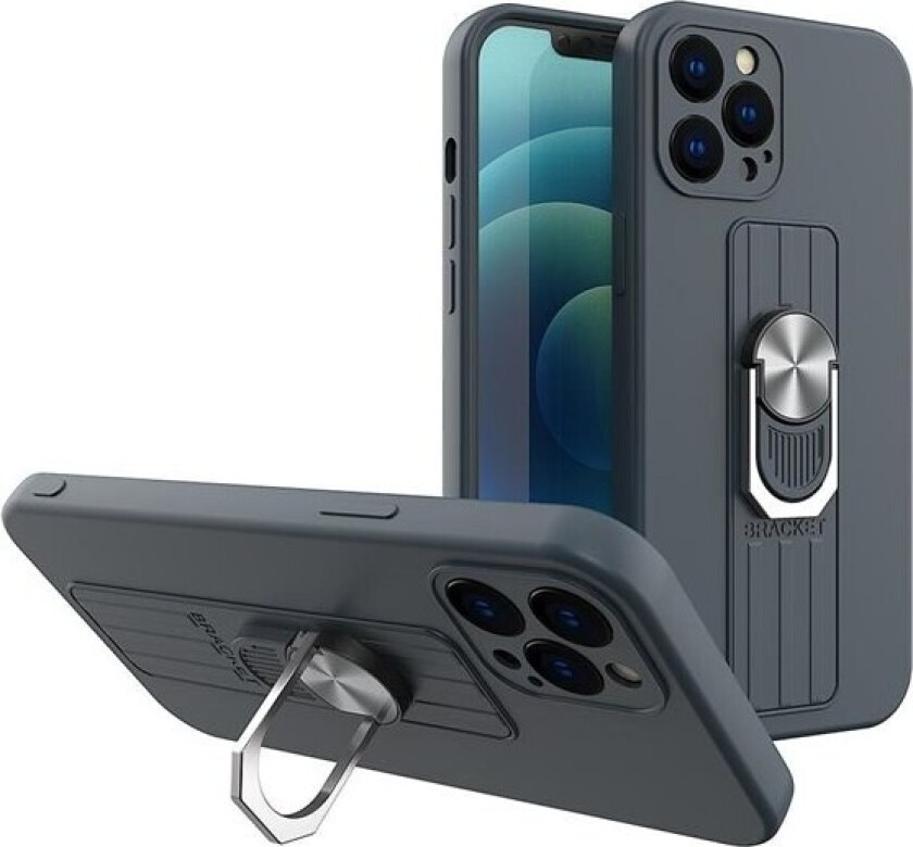 Ring Case silikonetui med fingergrep og base for Samsung Galaxy A73 blå