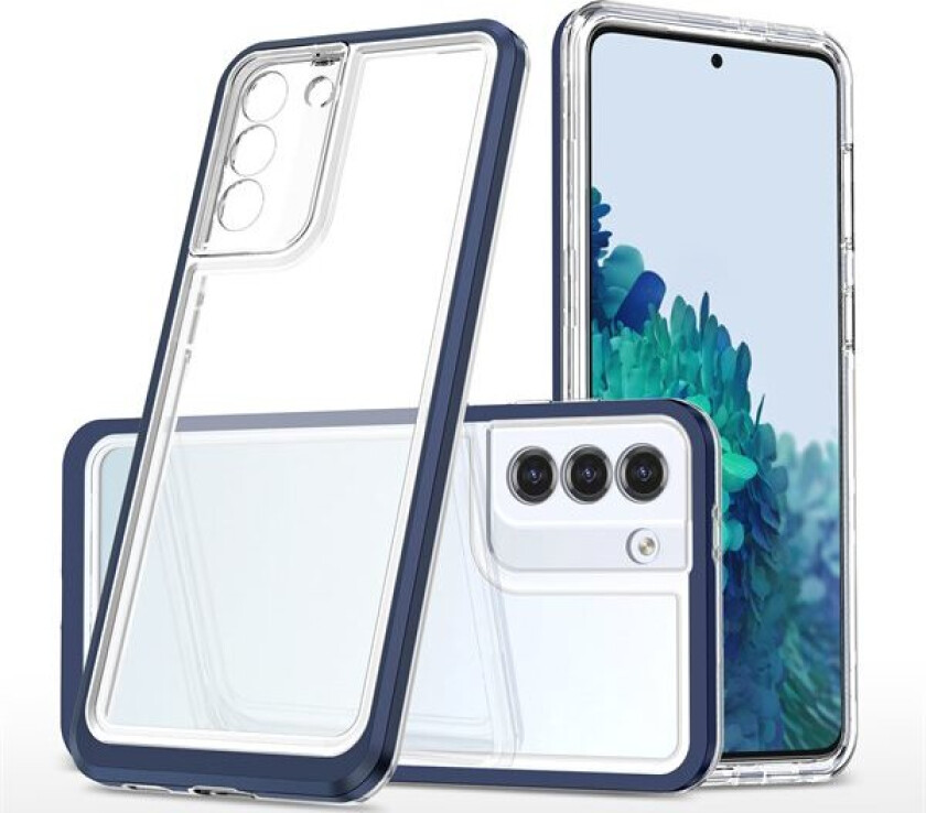 Klar 3-i-1-etui for Samsung Galaxy S22 + (S22 Plus) Frame Gel Cover Blue