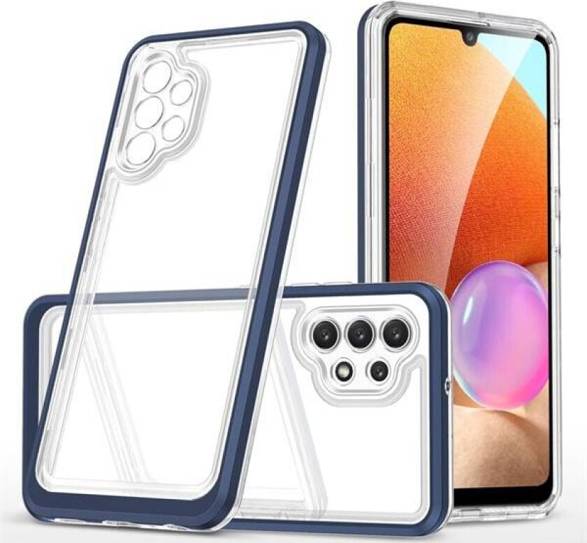 Klar 3-i-1-etui for Samsung Galaxy A72 4G Frame Gel Cover Blue