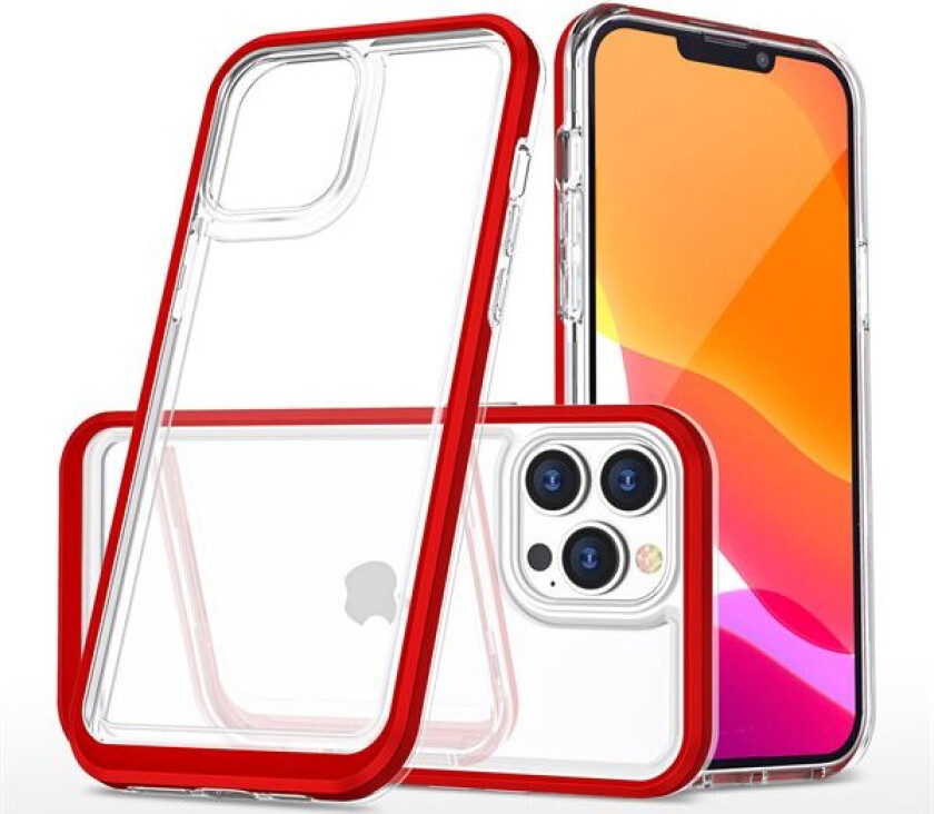 Gjennomsiktig 3-i-1-etui for iPhone 13 Pro rammedeksel gel rød