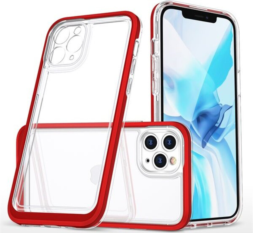 Gjennomsiktig 3-i-1-etui for iPhone 11 Pro Max Frame Cover Gel Red